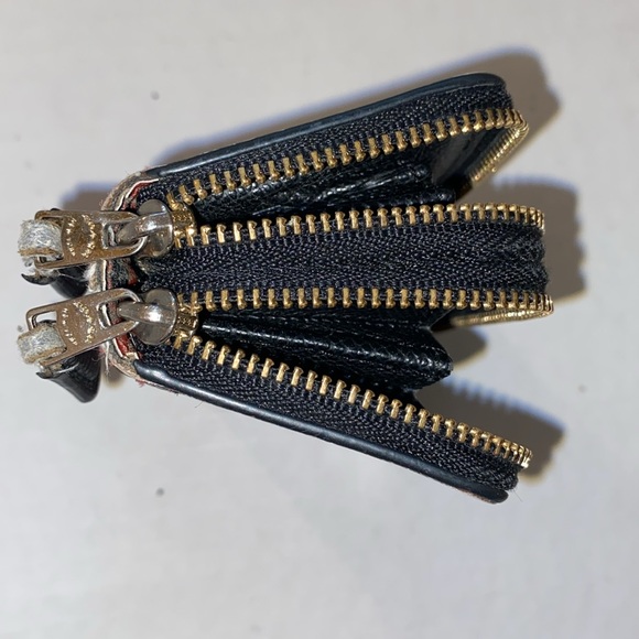 Coach Small Double Zip Around Closure Animal Print Red & Black Card Coin Case - Picture 8 of 9